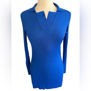 Zara Royal Blue Ribbed Stretch Tunic w/side slits Size Small
